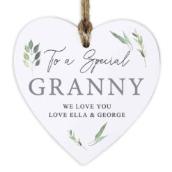 Personalised Botanical Wooden Heart Decoration
