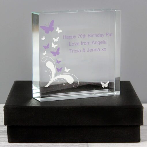 Personalised Butterflies Large Crystal Token