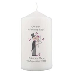 Personalised Cartoon Couple Pillar Candle