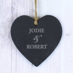 Personalised Couples Slate Heart Decoration