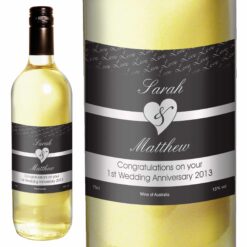 Personalised Couples White Wine - Black Design