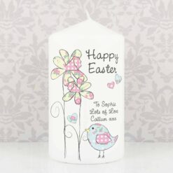 Personalised Daffodil Chick Easter Pillar Candle
