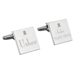 Personalised Decorative Wedding Usher Square Cufflinks