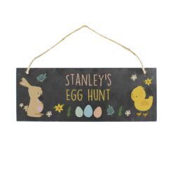 Personalised Easter Bunny & Chick Slate Door Plaque