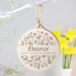 Personalised Easter Round Wooden Decoration