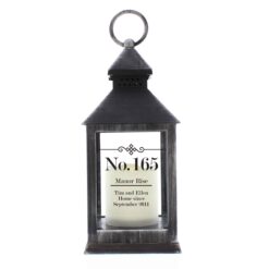 Personalised Elegant Diamond Rustic Black Lantern