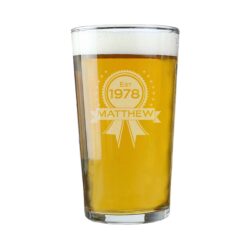 Personalised Established Rosette Pint Glass