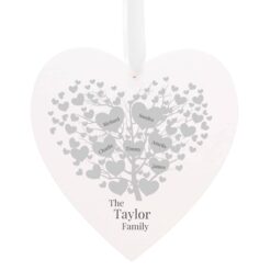 Personalised Family Tree Large Wooden Heart