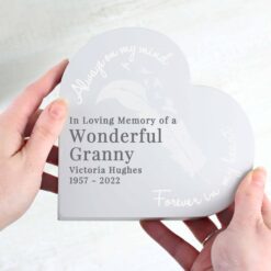 Personalised Feather Free Standing Heart Ornament