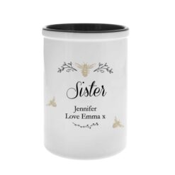 Personalised Floral Bee Straight Sided Flower Pot