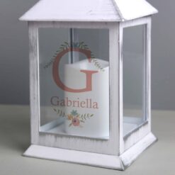 Personalised Floral Bouquet White Lantern