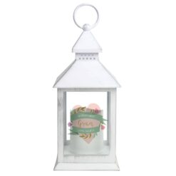 Personalised Floral Heart Mother's Day White Lantern