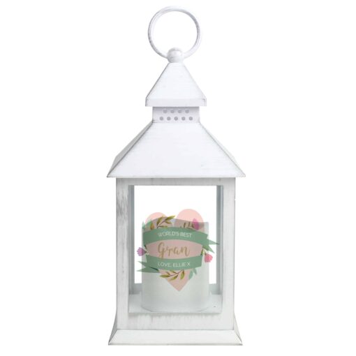 Personalised Floral Heart Mother's Day White Lantern