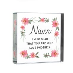 Personalised Floral Sentimental Large Crystal Token