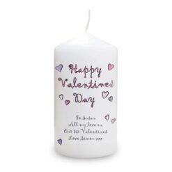 Personalised Flowers and Butterflies Happy Valentines Day Pillar Candle
