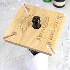 Personalised Four Prosecco Flute Holder & Bottle Butler