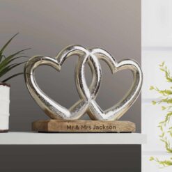 Personalised Free Text Double Heart Ornament