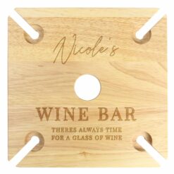 Personalised Free Text Four Wine Glass Holder & Bottle Butler