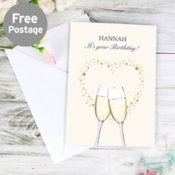 Personalised Gold Champagne Flutes Card