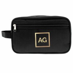 Personalised Gold Initials Black Vanity Bag