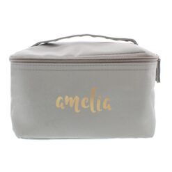 Personalised Gold Name Grey Vanity Bag