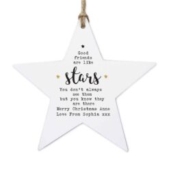 Personalised Good Friends Wooden Star Decoration