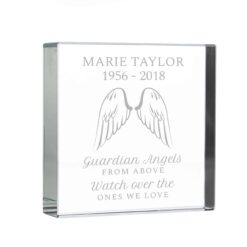 Personalised Guardian Angel Wings Large Crystal Token