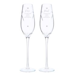 Personalised Hand Cut Heart Celebration Pair of Flutes in Gift Box