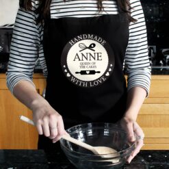 Personalised Handmade With Love Black Apron