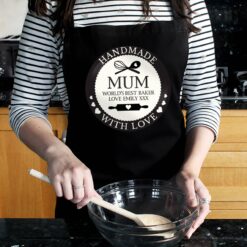 Personalised Handmade With Love Black Apron