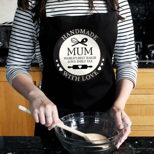 Personalised Handmade With Love Black Apron