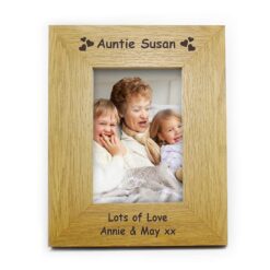 Personalised Hearts 4x6 Oak Finish Photo Frame
