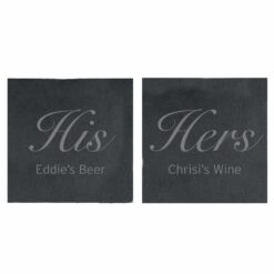 Personalised His and Hers Slate Coaster Set