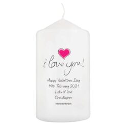 Personalised I Love You Pillar Candle