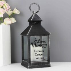 Personalised In Loving Memory Rustic Black Lantern