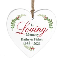 Personalised In Loving Memory Wooden Heart Decoration