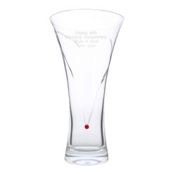 Personalised Large Hand Cut Ruby Diamante Heart Vase