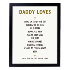 Personalised List of Love Black Framed Print