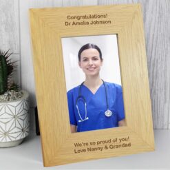 Personalised Long Message 4x6 Oak Finish Photo Frame
