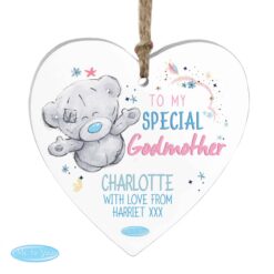 Personalised Me to You Godmother Wooden Heart Decoration