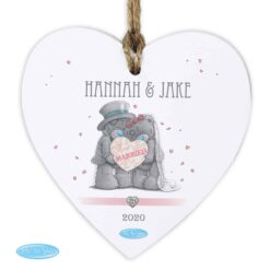 Personalised Me To You Wedding Couple Wooden Heart Decoration