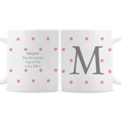 Personalised Monogram Pink Spot Mug