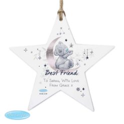Personalised Moon & Stars Me To You Wooden Star Decoration