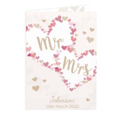 Personalised Mr & Mrs Confetti Hearts Wedding Card