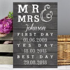 Personalised Mr & Mrs, First Day, Yes Day & Best Day Metal Sign