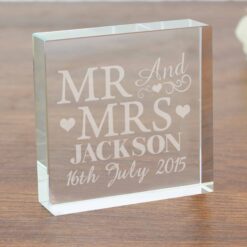 Personalised Mr & Mrs Large Glass Token