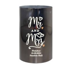 Personalised Mr & Mrs Smoked Glass LED Candle