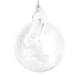 Personalised Name & Date Feather Glass Bauble