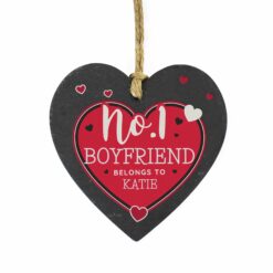 Personalised No.1 Belongs To Printed Slate Heart Decoration