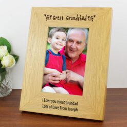 Personalised Oak Finish 4x6 Great Grandchild Photo Frame